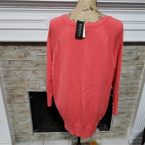 Lane Bryant pink 3/4 sleeve button down lightweight cardigan sweater 18 20 2X - Picture 2 of 6